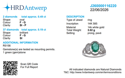 Oval Zambian Emerald Diamond Halo Ring