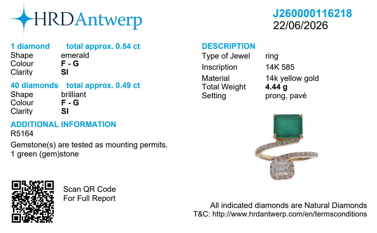 Toi et Moi Natural Zambian Emerald Diamond Ring in 14K Gold