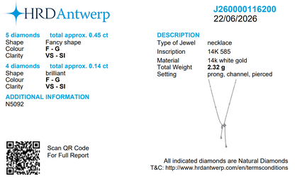 Natural Diamond Asymmetrical Drop Necklace in Solid Gold