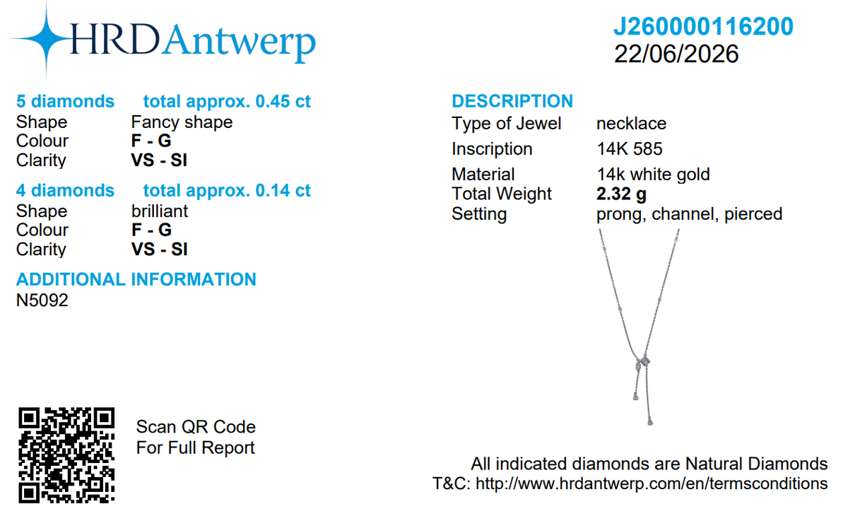 Natural Diamond Asymmetrical Drop Necklace in Solid Gold