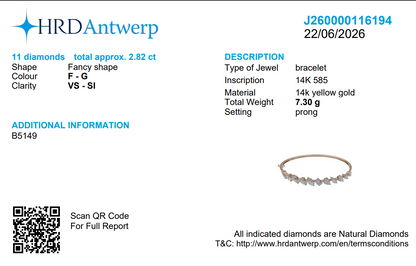 Multi-Shape Natural Diamond Cluster Wave Bracelet in Solid Gold