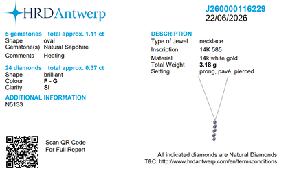 Natural Vertical Sapphire Diamond Necklace