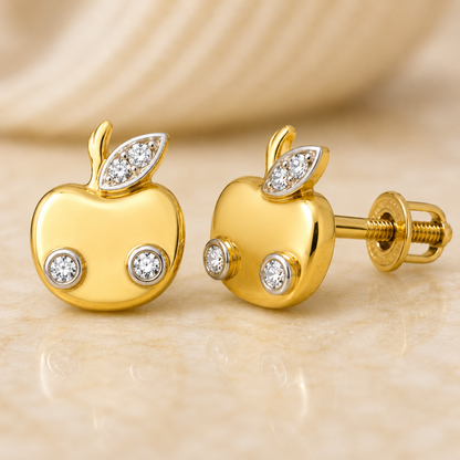 Kids Apple Diamond Stud Earrings