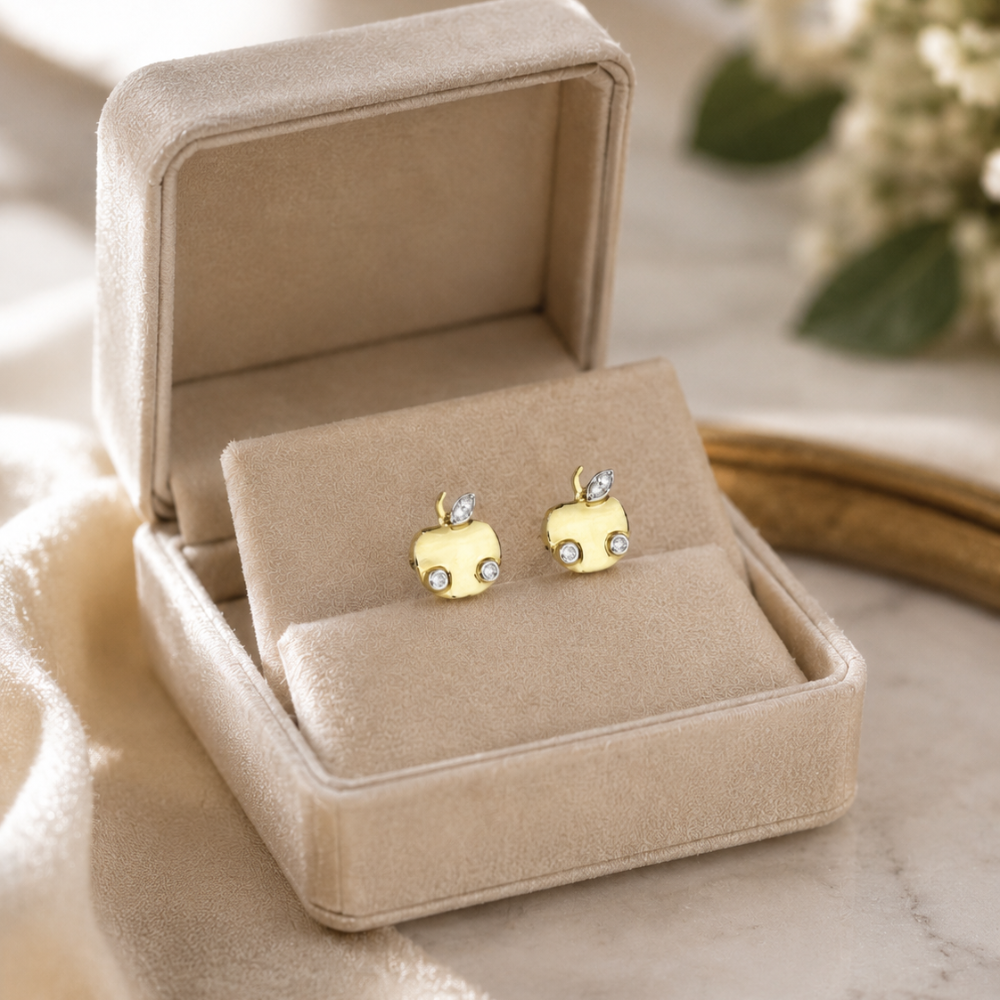 Kids Apple Diamond Stud Earrings