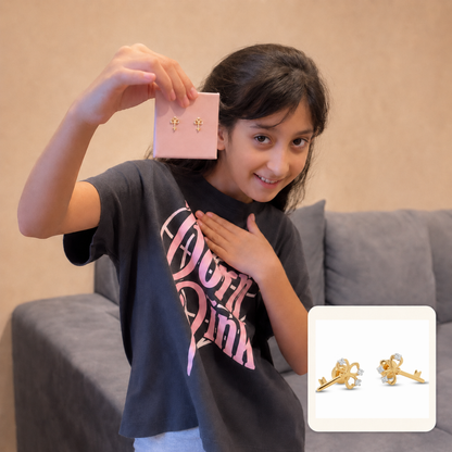 Kids Key Diamond Stud Earrings