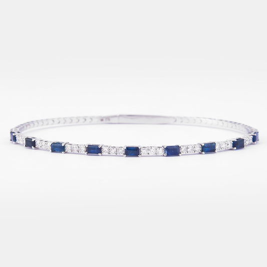 Blue Sapphire Diamond Cuff Bracelet