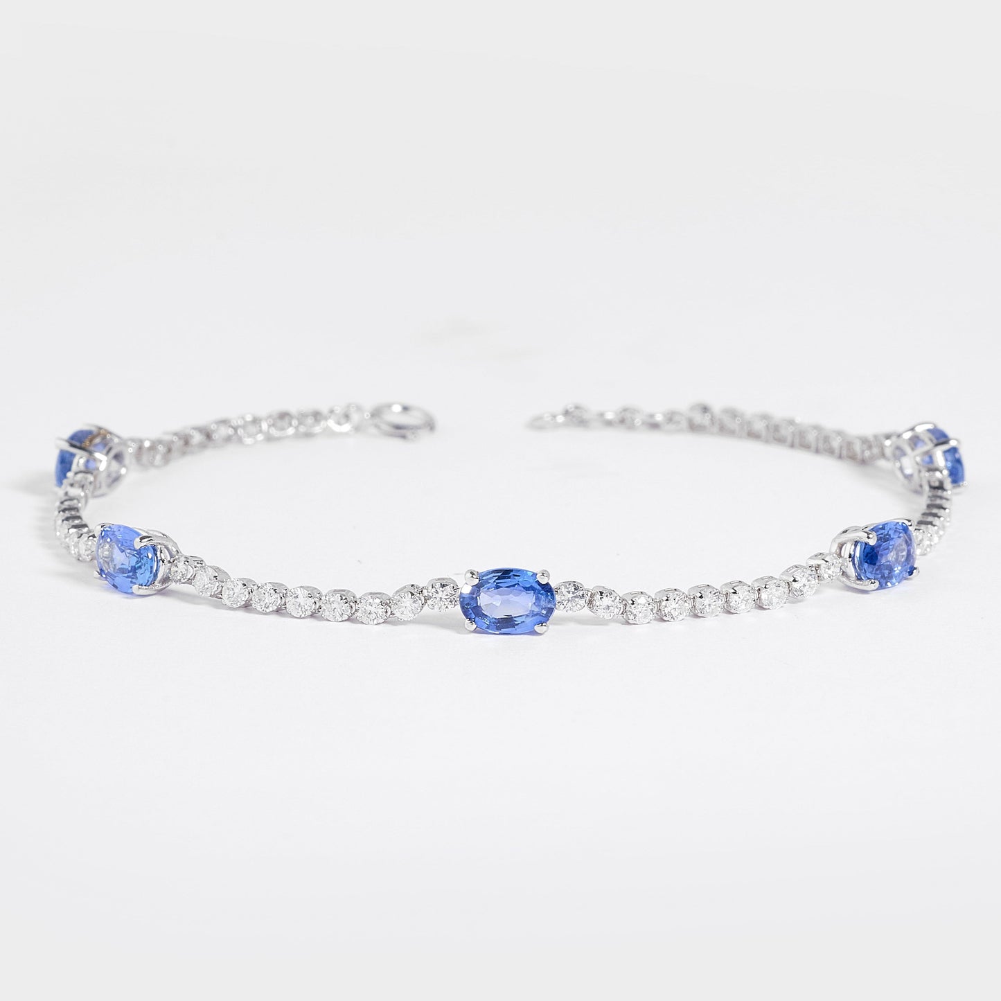 Blue Sapphire Oval Natural Diamond Bracelet