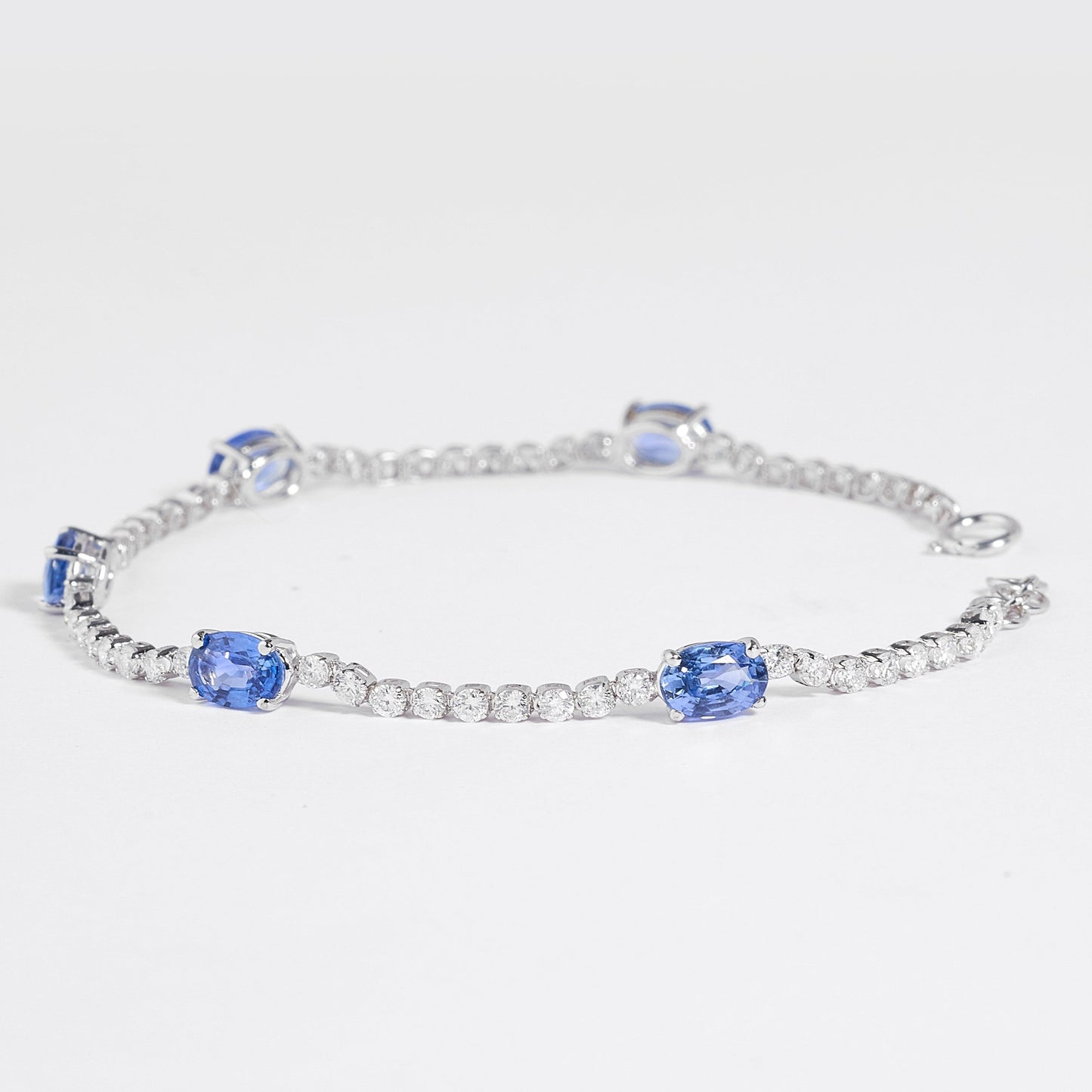 Blue Sapphire Oval Natural Diamond Bracelet