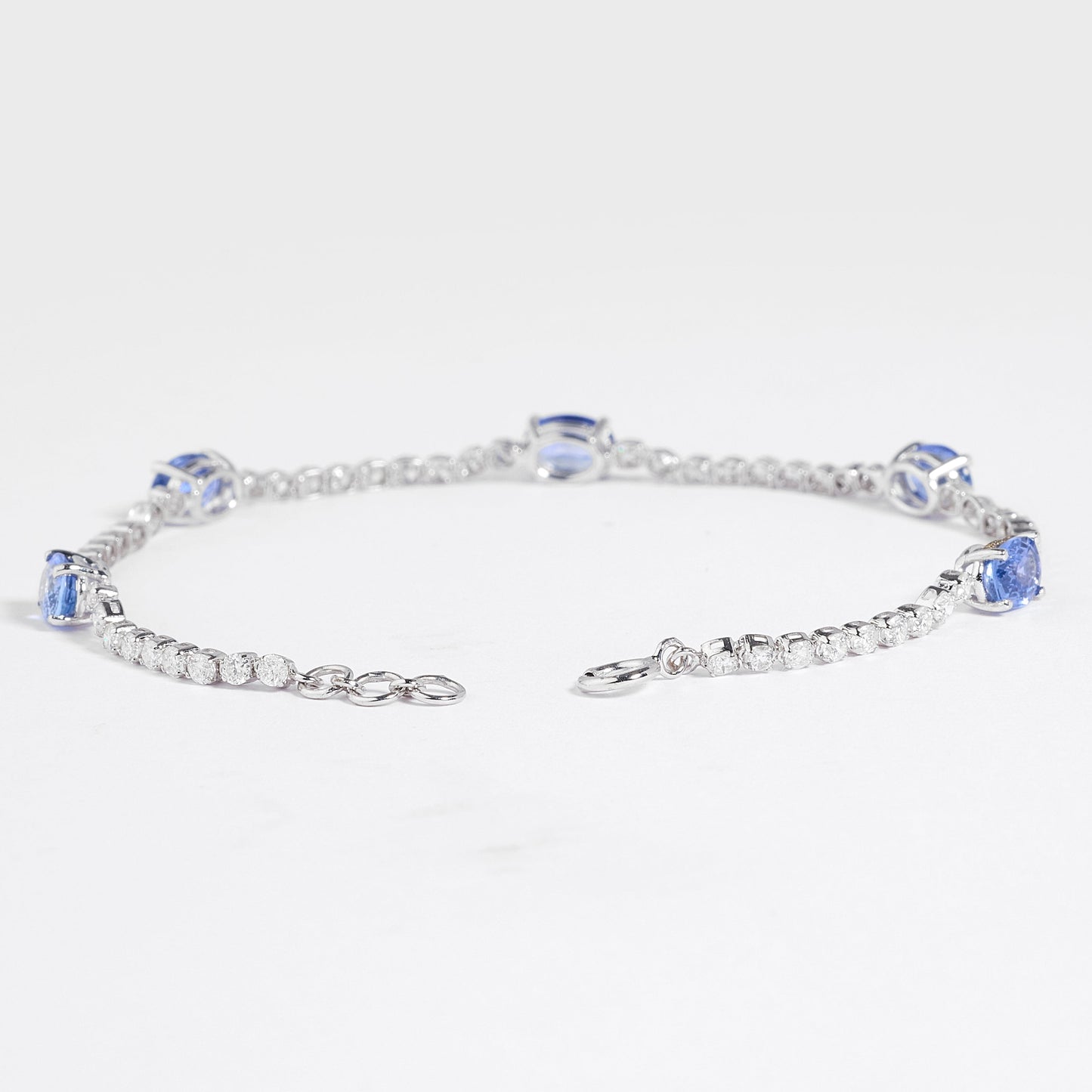 Blue Sapphire Oval Natural Diamond Bracelet