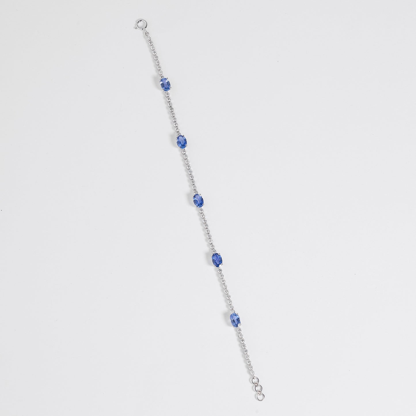 Blue Sapphire Oval Natural Diamond Bracelet