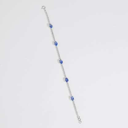Blue Sapphire Oval Natural Diamond Bracelet