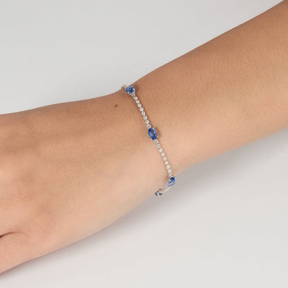 Blue Sapphire Oval Natural Diamond Bracelet