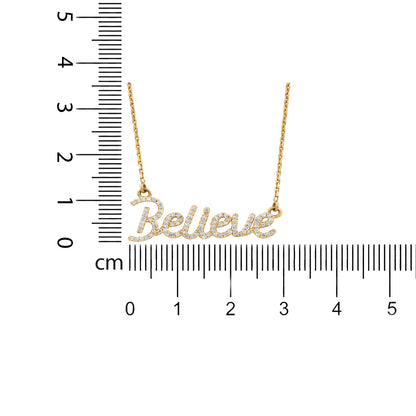 Believe Script Diamond Necklace — SJKJP538