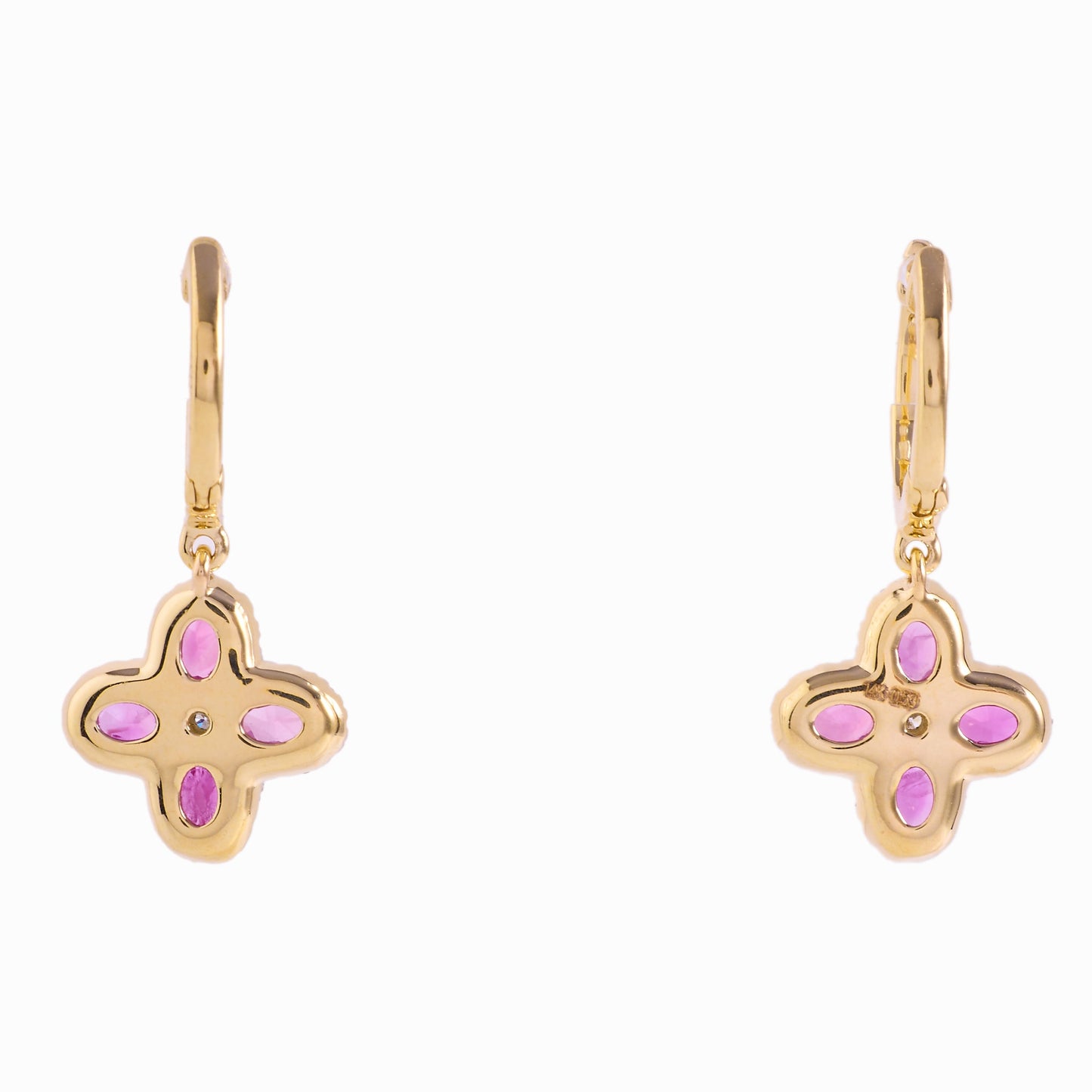 Flower Huggie Pink Sapphire & Diamond Earrings