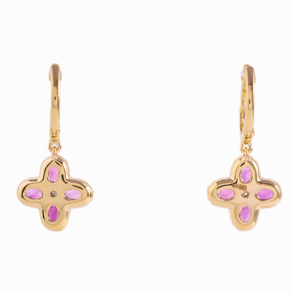 Flower Huggie Pink Sapphire & Diamond Earrings