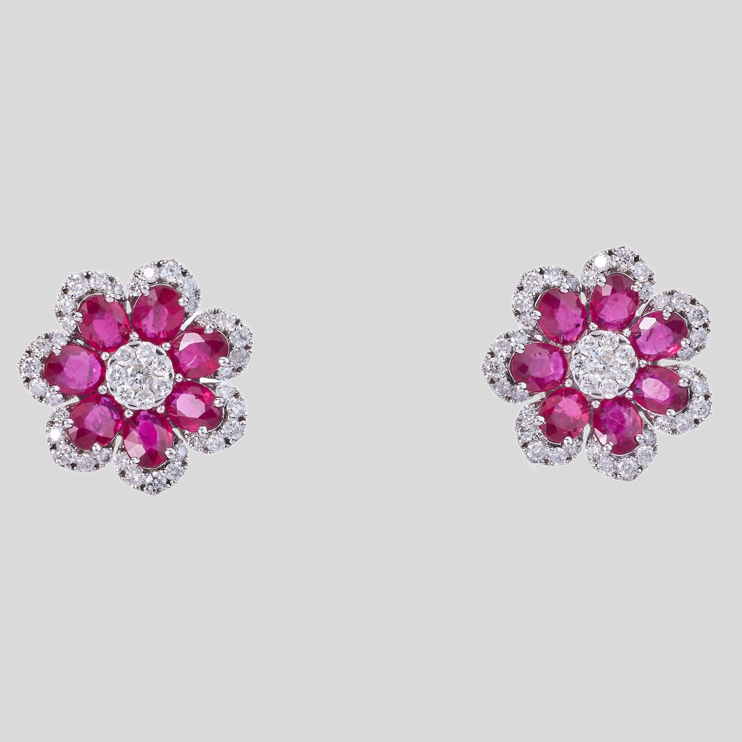 Floral Ruby Natural Diamond Studs