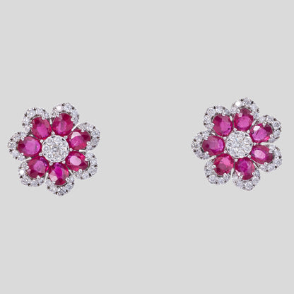 Floral Ruby Natural Diamond Studs