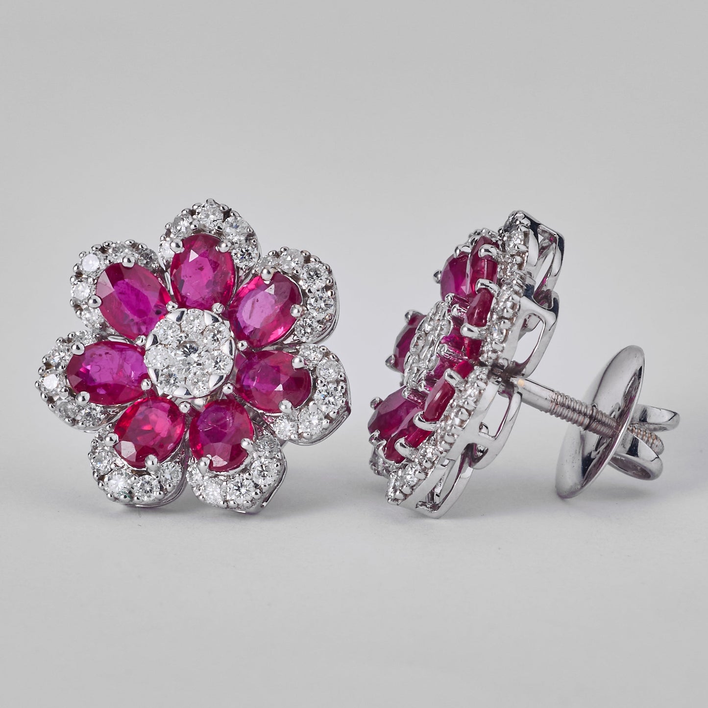 Floral Ruby Natural Diamond Studs