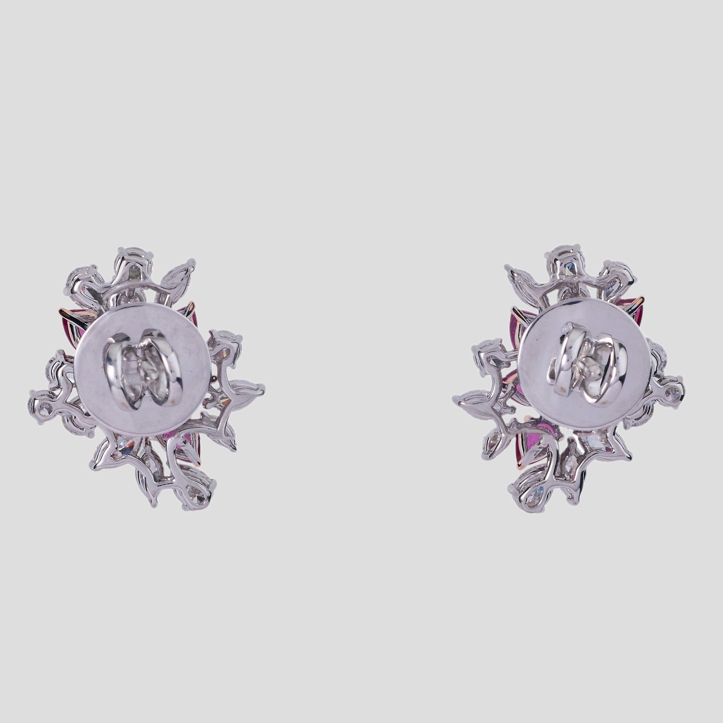 Ruby Diamond Floral Bloom Stud Earrings