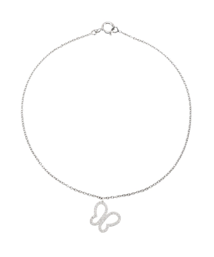 Butterfly Charm Diamond Bracelet, 14k Solid Gold, Natural Diamonds, Charm Bracelet, Gift for her