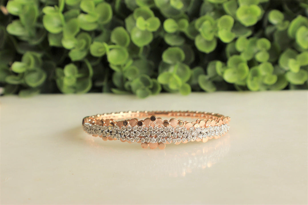 14k Solid Gold Diamond Bangle Bracelet, Cluster Setting, Natural Diamonds, Gift for her