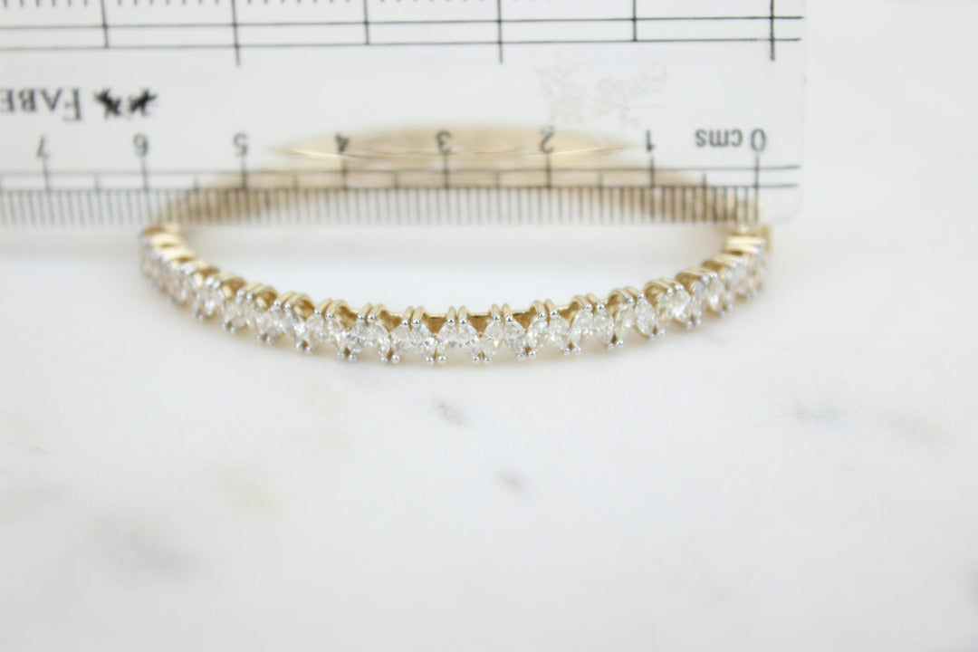 Marquise Diamond Bracelet, Half Eternity Bangle Bracelet, Stackable Bracelet, Natural Diamonds, 14k Solid Gold, Gift for her