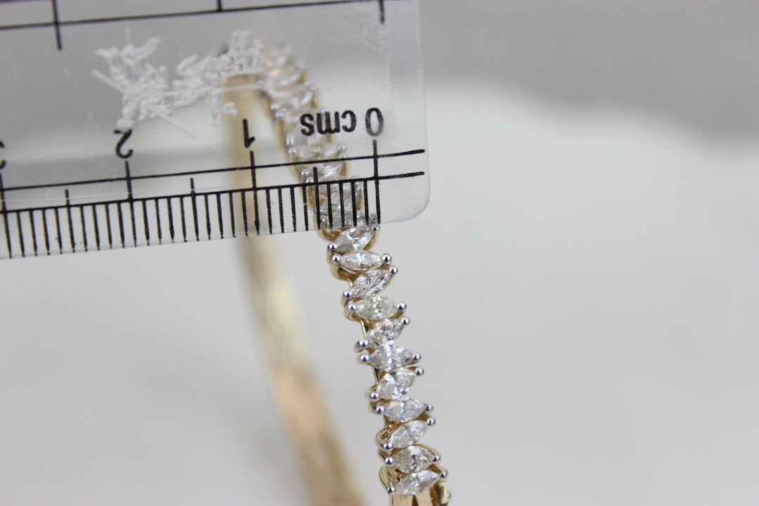 Marquise Diamond Bracelet, Half Eternity Bangle Bracelet, Stackable Bracelet, Natural Diamonds, 14k Solid Gold, Gift for her