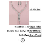 Load image into Gallery viewer, Waterfall Diamond Necklace, Asymmetric Triple line Necklace, 14k Solid Gold, Moissanite Necklace, Gift for her
