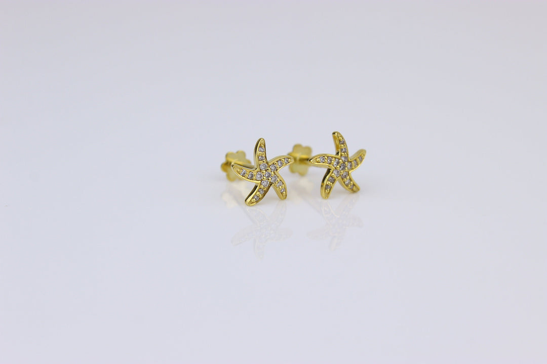 Kids Starfish Diamond Stud Earrings, 14k Solid Gold, Natural Diamonds, Kids jewelry, Gift for toddlers, girls and kids