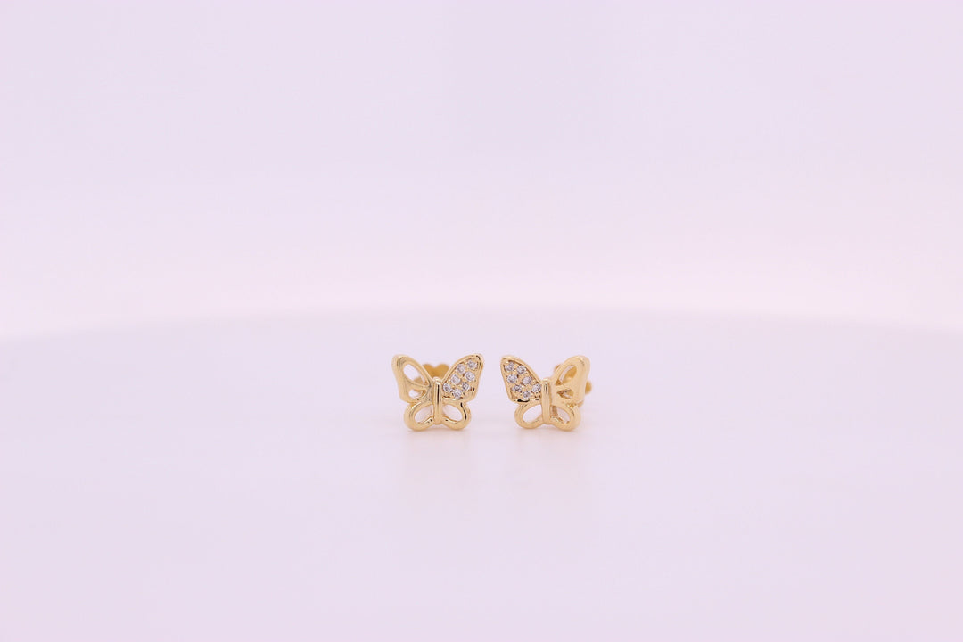 Kids Winged Butterfly Diamond Stud Earrings, 14k Solid Gold, Natural Diamonds, Kids jewelry, Gift for toddlers, girls and kids