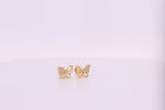 Load image into Gallery viewer, Kids Winged Butterfly Diamond Stud Earrings, 14k Solid Gold, Natural Diamonds, Kids jewelry, Gift for toddlers, girls and kids
