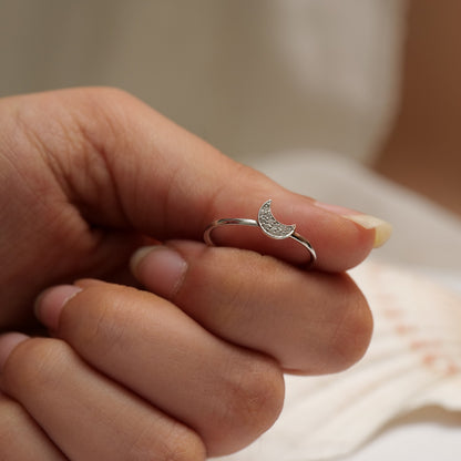 Crescent Moon Diamond Ring