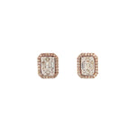 Load image into Gallery viewer, Diamond Halo Earrings with Illusion Setting in 14k Solid Gold, Baguette &amp; Round Natural Diamonds, Gift for her
