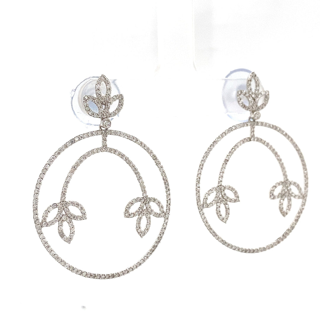Dangle Diamond Earrings In 14k Solid Gold, Concentric Circle Earrings With Natural Diamonds, Gift for her