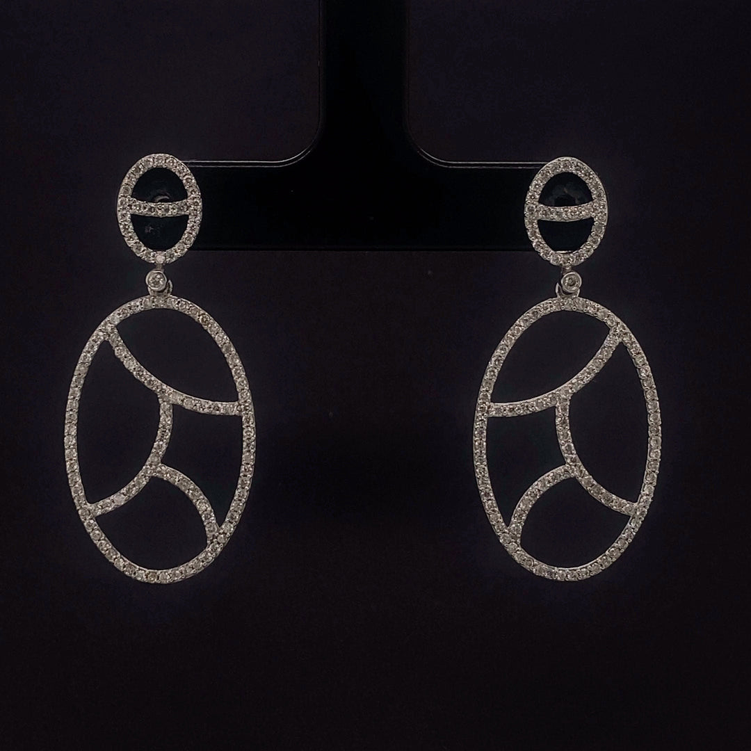 Dangle Diamond Earrings In 14k Solid Gold, Oval Earrings With Natural Diamonds, Gift for her