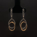 Load image into Gallery viewer, Dangle Diamond Earrings In 14k Solid Gold, Intertwined Oval Loops Earrings With Natural Diamonds, Gift for her
