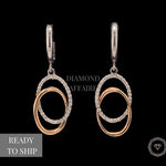 Load image into Gallery viewer, Dangle Diamond Earrings In 14k Solid Gold, Intertwined Oval Loops Earrings With Natural Diamonds, Gift for her
