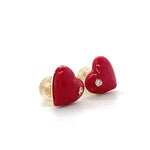 Load image into Gallery viewer, Kids Heart Diamond Stud Earrings, 14k Solid Gold With Pink Enameling, Natural Diamonds, Kids jewelry, Gift for toddlers, girls and kids
