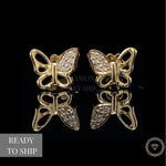 Load image into Gallery viewer, Kids Winged Butterfly Diamond Stud Earrings, 14k Solid Gold, Natural Diamonds, Kids jewelry, Gift for toddlers, girls and kids
