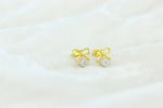 Load image into Gallery viewer, Kids Bow Diamond Stud Earrings, 14k Solid Gold, Natural Diamonds, Kids jewelry, Gift for toddlers, girls and kids

