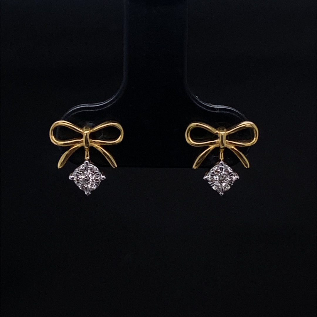 Kids Bow Diamond Stud Earrings, 14k Solid Gold, Natural Diamonds, Kids jewelry, Gift for toddlers, girls and kids