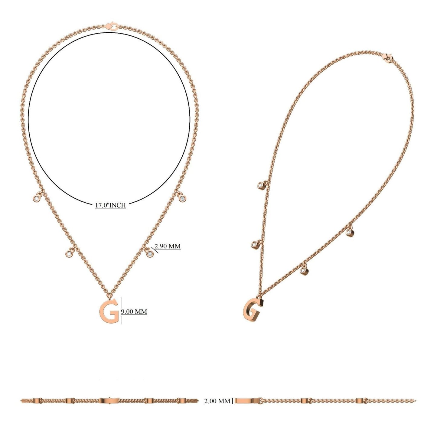 Dangle Diamond Initial Necklace