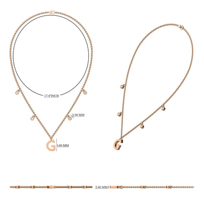 Dangle Diamond Initial Necklace