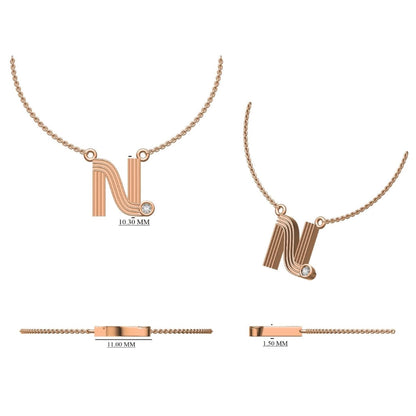 Ribbed Initial Diamond Necklace