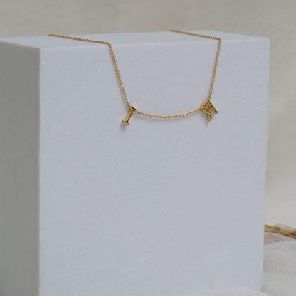 Two Initial Diamond Charm Necklace