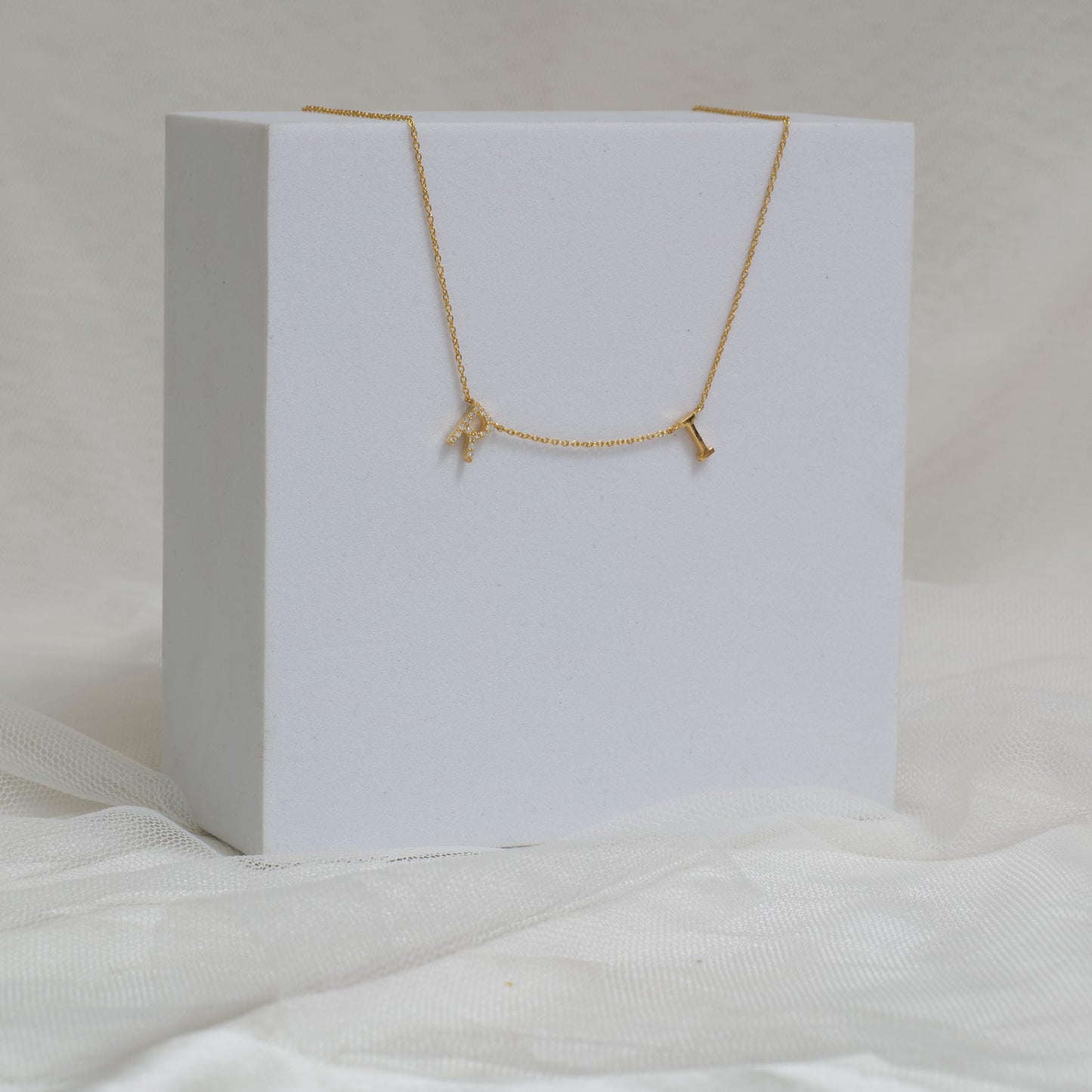 Two Initial Diamond Charm Necklace