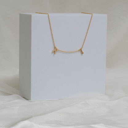 Two Initial Diamond Charm Necklace