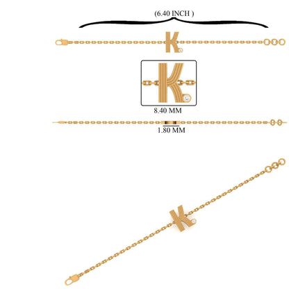 Ribbed Initial Diamond Bracelet