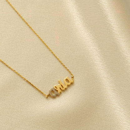Initial Script Name Diamond Necklace