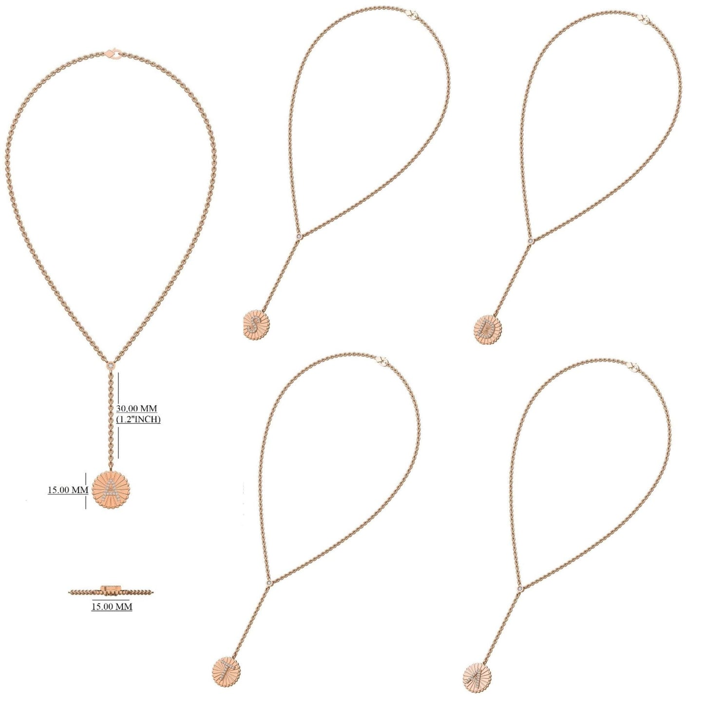 Sunburst Initial Diamond Lariat Necklace